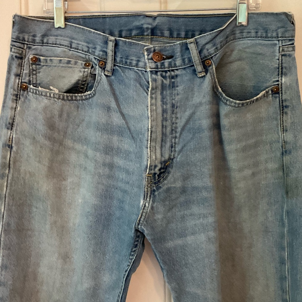 Levi’s 505 Jeans, Men’s 36” x 32”, Well Loved, Well Worn with Prefect Fraying.